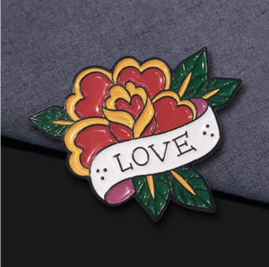 Tattoo Rose Love Art Flower Enamel Lapel Pin